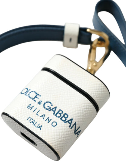Шикарний шкіряний футляр Dolce &amp; Gabbana Airpods синьо-білого кольору