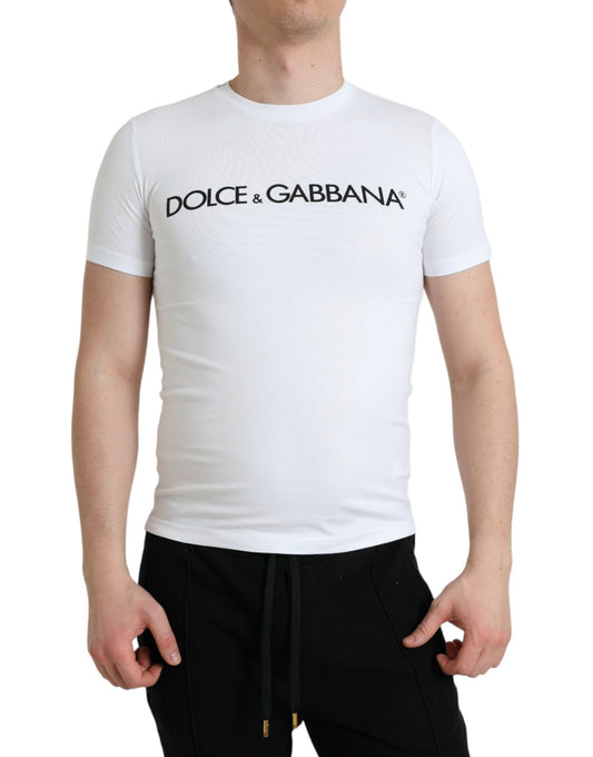 Елегантна біла футболка з круглим вирізом із логотипом Dolce &amp; Gabbana