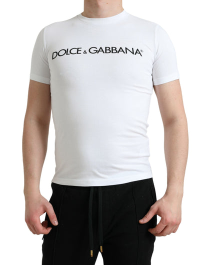 Елегантна біла футболка з круглим вирізом із логотипом Dolce &amp; Gabbana