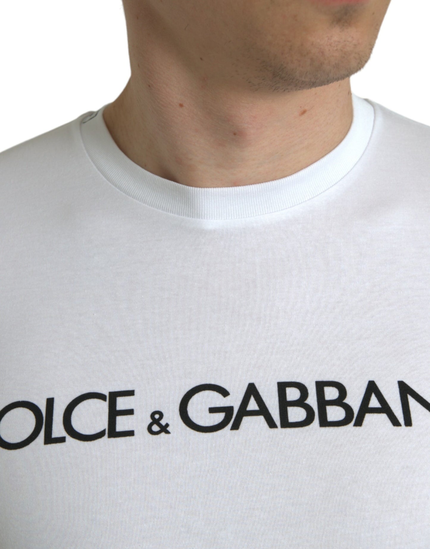 Елегантна біла футболка з круглим вирізом із логотипом Dolce &amp; Gabbana