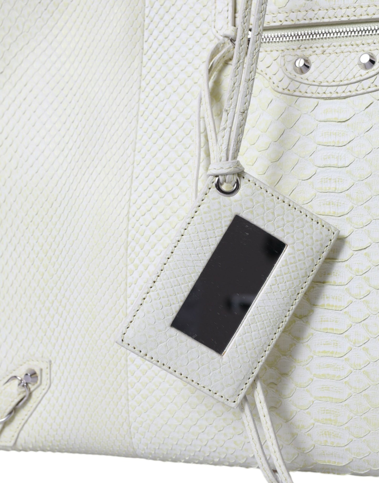 Розкішна біло-жовта сумка Balenciaga зі шкіри пітона