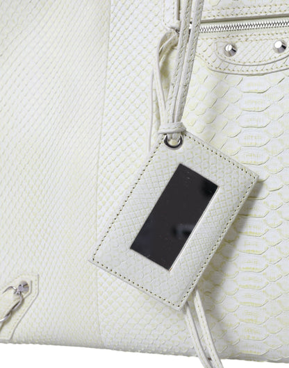 Розкішна біло-жовта сумка Balenciaga зі шкіри пітона