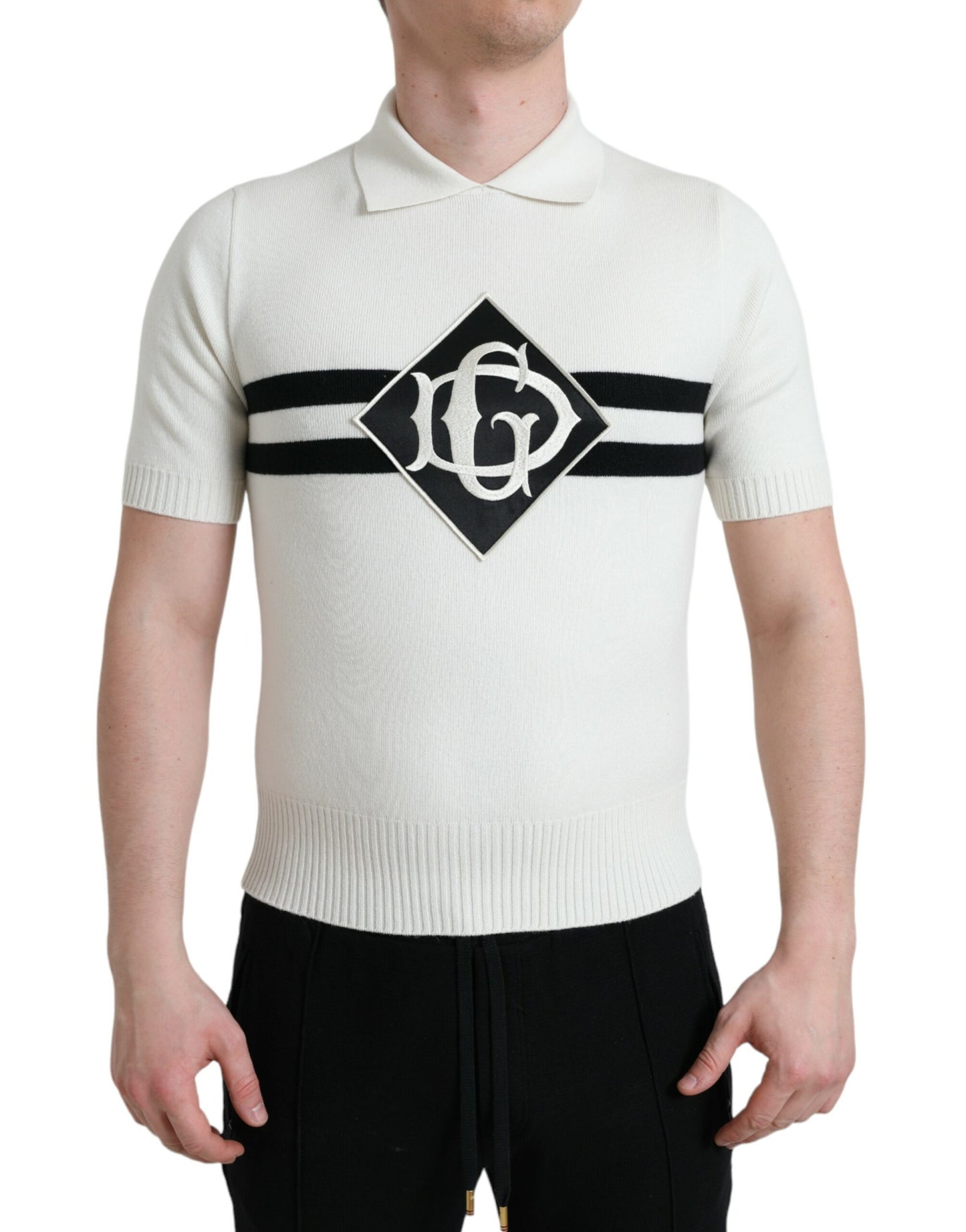 Футболка Dolce &amp; Gabbana White DG з коміром і сорочкою