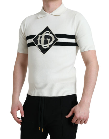 Футболка Dolce &amp; Gabbana White DG з коміром і сорочкою