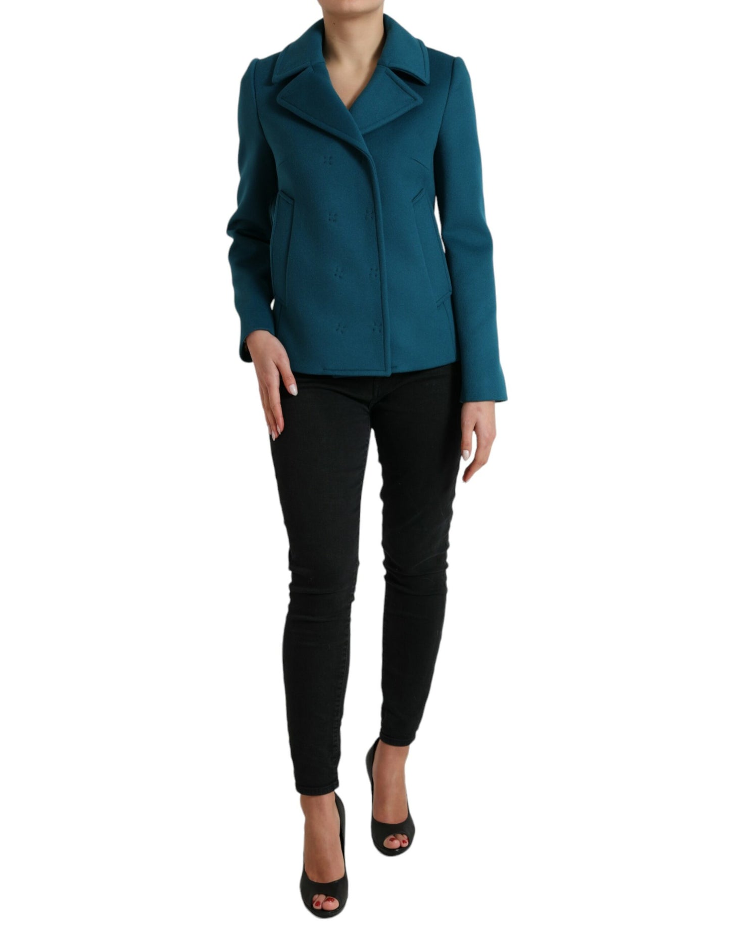 Коротке пальто Dolce &amp; Gabbana Blue Trench з вовни та кашеміру