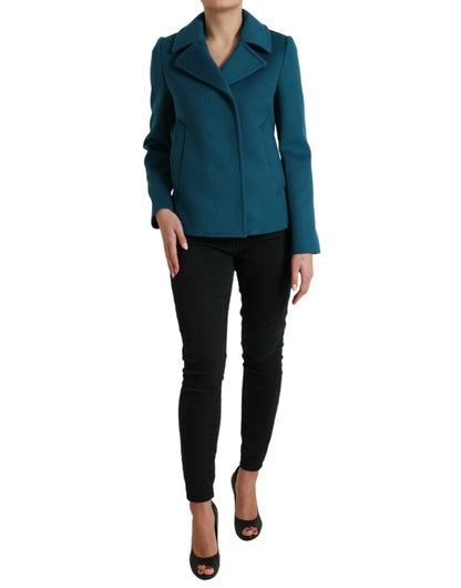 Коротке пальто Dolce &amp; Gabbana Blue Trench з вовни та кашеміру