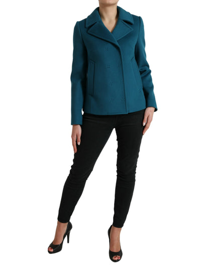 Коротке пальто Dolce &amp; Gabbana Blue Trench з вовни та кашеміру