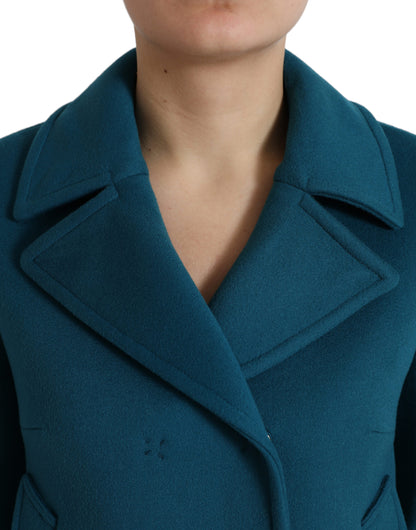 Коротке пальто Dolce &amp; Gabbana Blue Trench з вовни та кашеміру