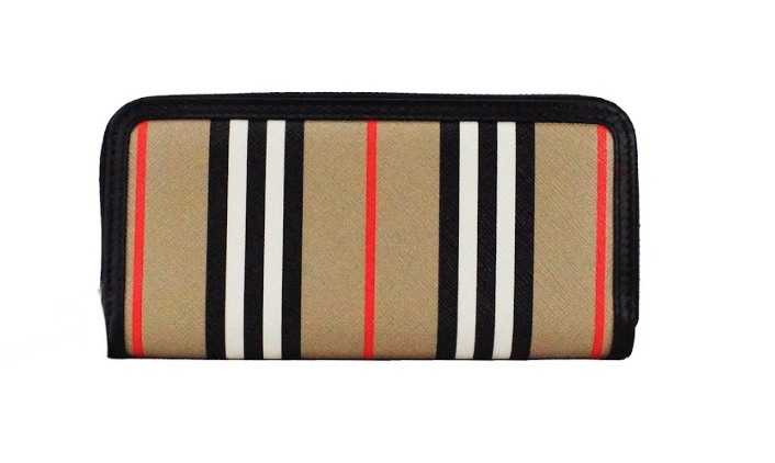 Гаманець Continental Black Leather Icon Stripe Canvas Zip Around Continental Wallet