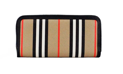 Гаманець Continental Black Leather Icon Stripe Canvas Zip Around Continental Wallet