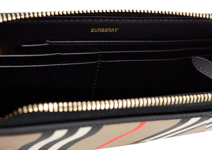 Гаманець Continental Black Leather Icon Stripe Canvas Zip Around Continental Wallet