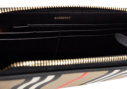 Гаманець Continental Black Leather Icon Stripe Canvas Zip Around Continental Wallet