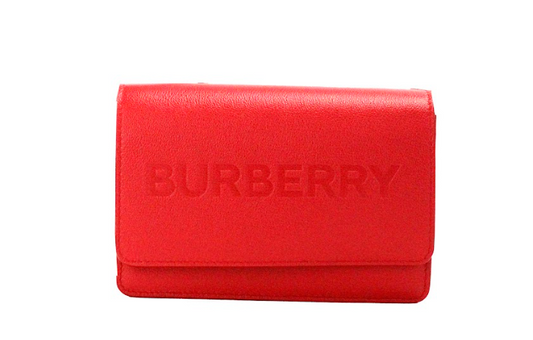 Маленька червона шкіряна сумка через плече з тисненням логотипу Burberry Hampshire