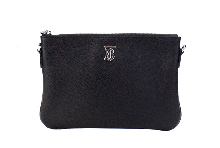 Чорна шкіряна сумка Burberry Peyton Monogram через плече