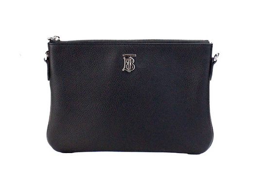 Чорна шкіряна сумка Burberry Peyton Monogram через плече