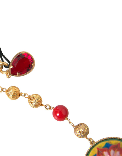 Dolce &amp; Gabbana Золотий латунний червоний хутряний кришталевий ремінь Torero