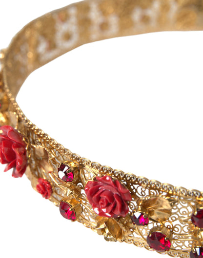Пояс Dolce &amp; Gabbana Gold Brass Red Roses Crystal Jewel