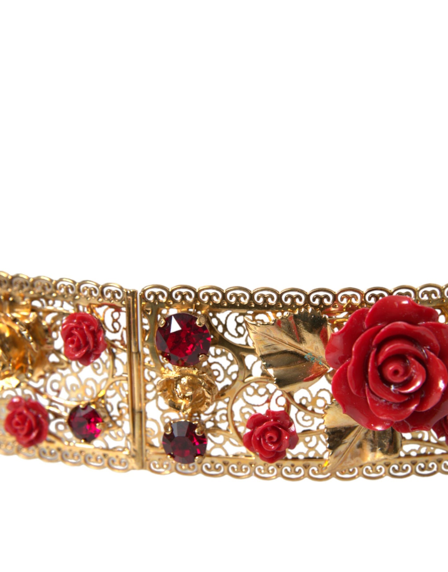 Пояс Dolce &amp; Gabbana Gold Brass Red Roses Crystal Jewel