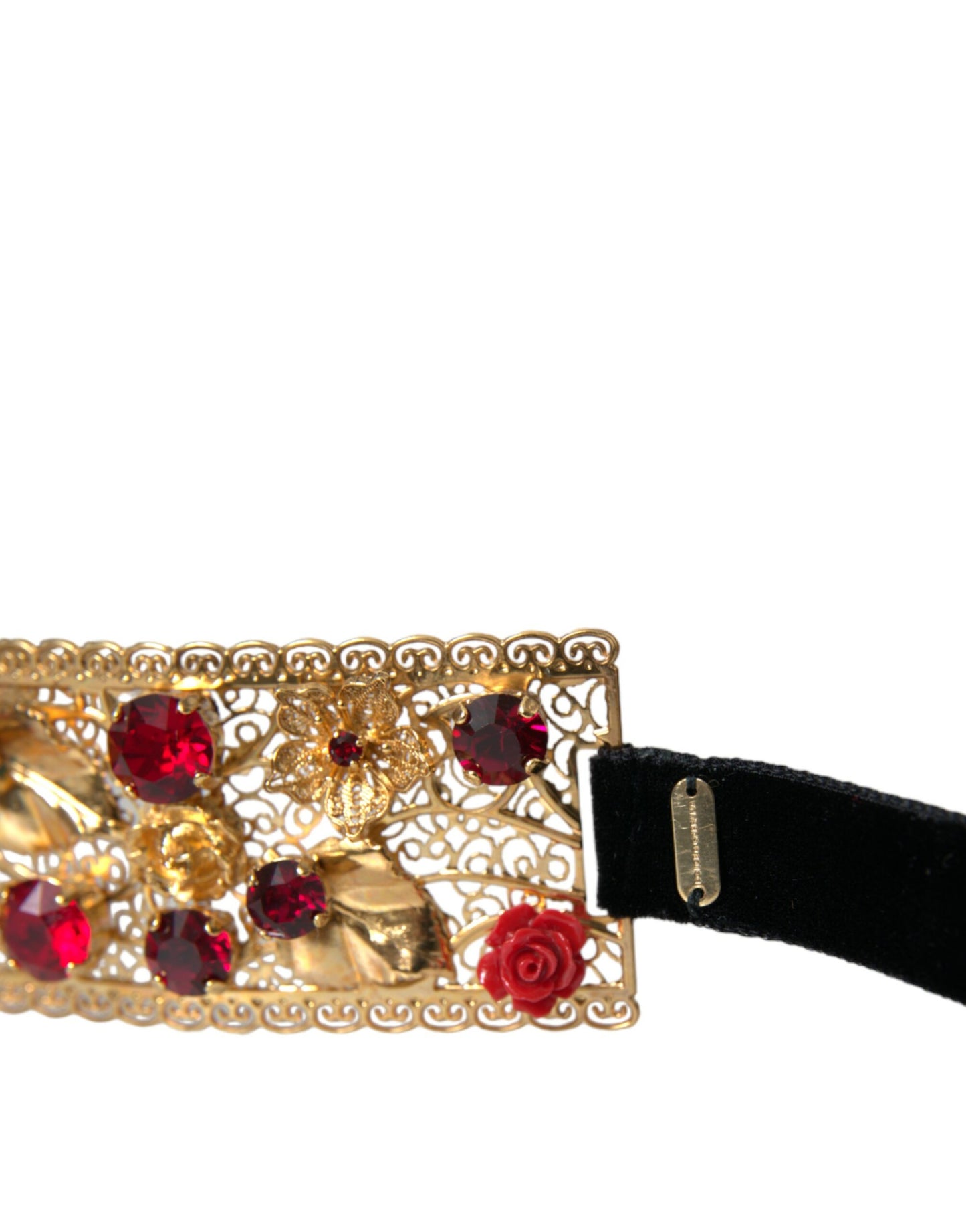 Пояс Dolce &amp; Gabbana Gold Brass Red Roses Crystal Jewel