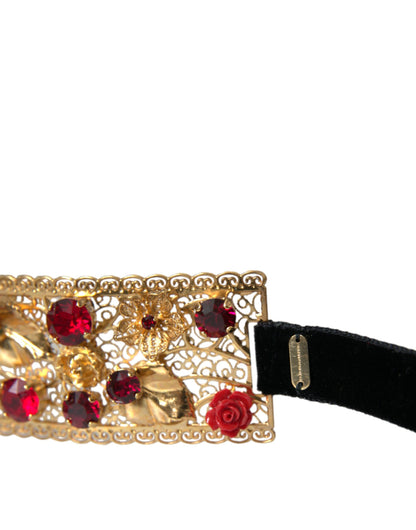 Пояс Dolce &amp; Gabbana Gold Brass Red Roses Crystal Jewel