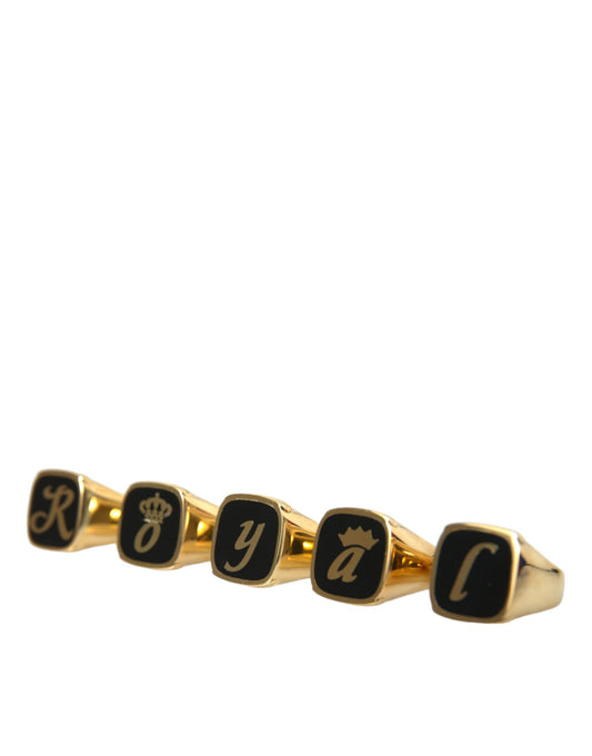 Набір з 5 каблучок Dolce &amp; Gabbana Gold Brass ROYAL Enamel