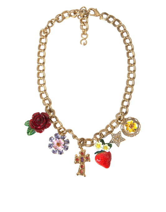 Намисто Dolce &amp; Gabbana із золотим ланцюжком із трояндовим хрестом із полуничною зіркою