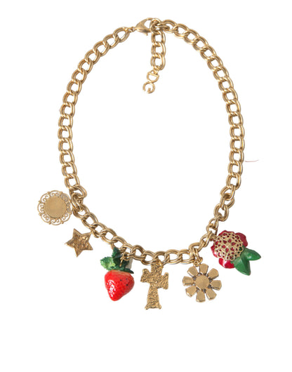Намисто Dolce &amp; Gabbana із золотим ланцюжком із трояндовим хрестом із полуничною зіркою
