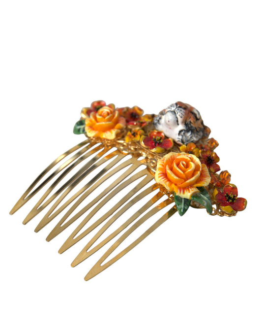Гребінець для волосся Dolce &amp; Gabbana Gold Brass Crystal Leopard Floral