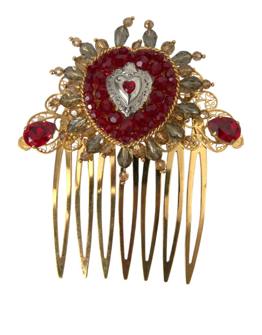 Жіноча гребінець Dolce &amp; Gabbana Gold Brass Crystal Heart