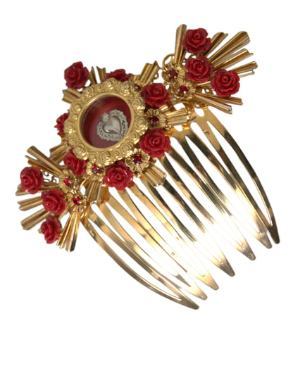 Гребінець для волосся Dolce &amp; Gabbana Gold Brass Crystal Heart Floral Hair Hair