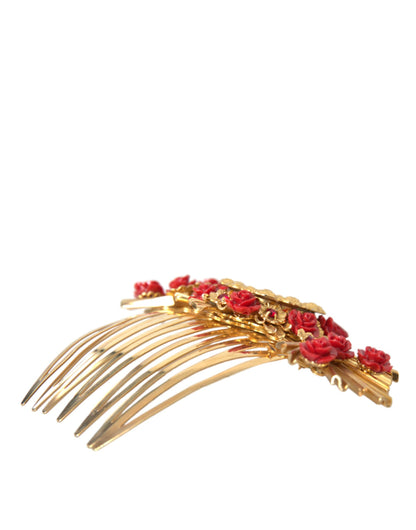 Гребінець для волосся Dolce &amp; Gabbana Gold Brass Crystal Heart Floral Hair Hair