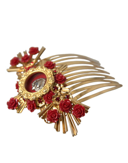 Гребінець для волосся Dolce &amp; Gabbana Gold Brass Crystal Heart Floral Hair Hair