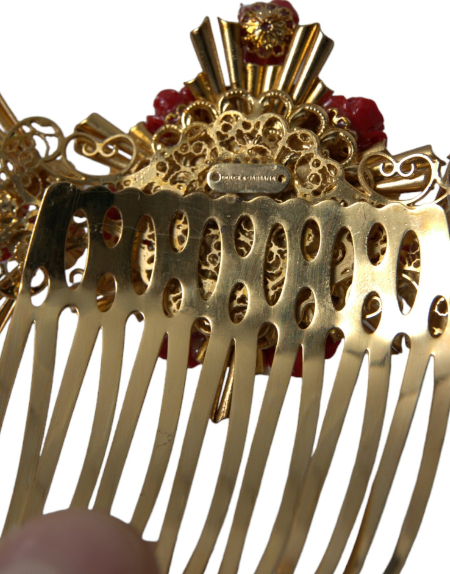 Гребінець для волосся Dolce &amp; Gabbana Gold Brass Crystal Heart Floral Hair Hair