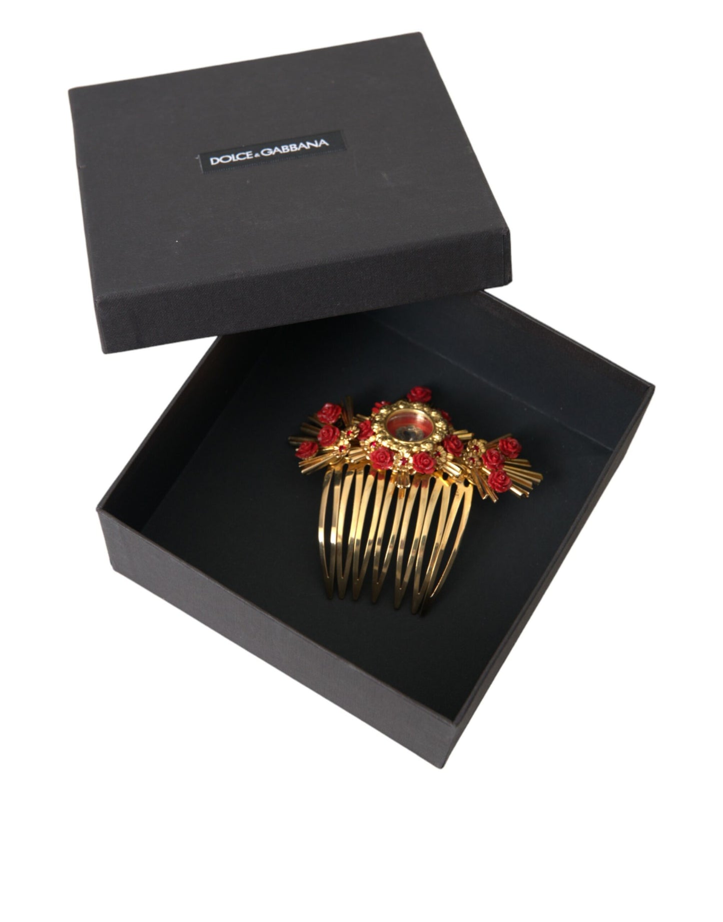 Гребінець для волосся Dolce &amp; Gabbana Gold Brass Crystal Heart Floral Hair Hair