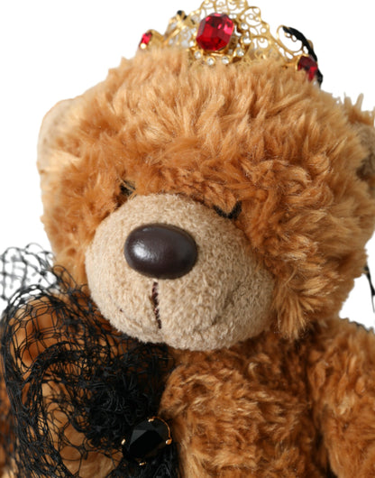 Коричневий плюшевий ведмедик Dolce &amp; Gabbana із золотою кришталевою короною та діадемою для волосся