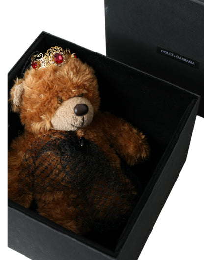 Коричневий плюшевий ведмедик Dolce &amp; Gabbana із золотою кришталевою короною та діадемою для волосся