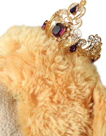 Коричневий плюшевий ведмедик Dolce &amp; Gabbana із золотою кришталевою короною та діадемою для волосся