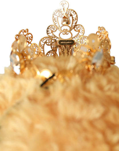Коричневий плюшевий ведмедик Dolce &amp; Gabbana із золотою кришталевою короною та діадемою для волосся