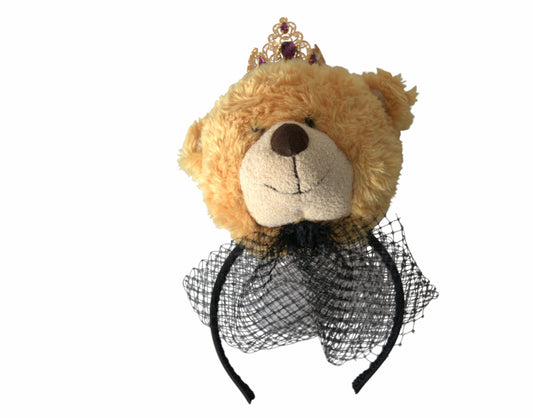 Коричневий плюшевий ведмедик Dolce &amp; Gabbana із золотою кришталевою короною та діадемою для волосся