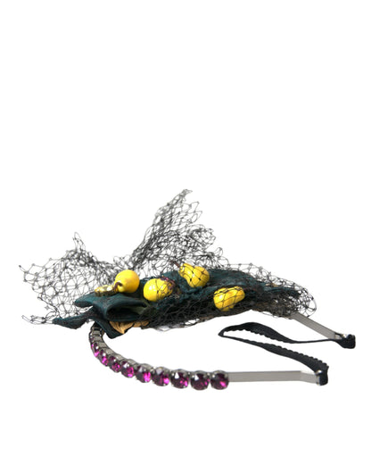 Dolce &amp; Gabbana Black Lemons Sicily Purple Crystal Net Diadem