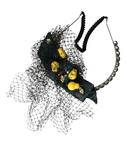Dolce &amp; Gabbana Black Lemons Sicily Purple Crystal Net Diadem