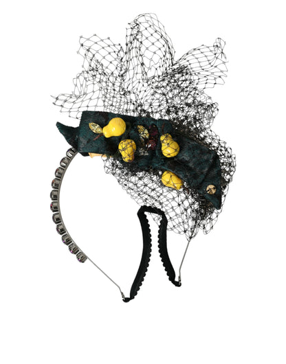 Dolce &amp; Gabbana Black Lemons Sicily Purple Crystal Net Diadem