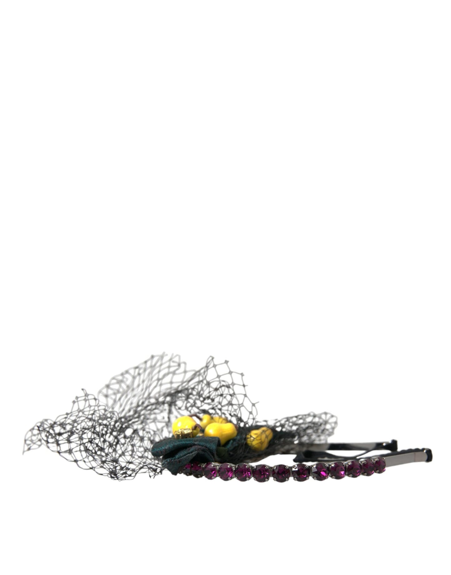 Dolce &amp; Gabbana Black Lemons Sicily Purple Crystal Net Diadem