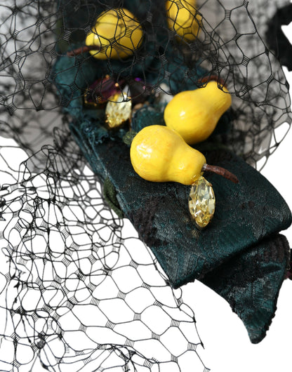 Dolce &amp; Gabbana Black Lemons Sicily Purple Crystal Net Diadem
