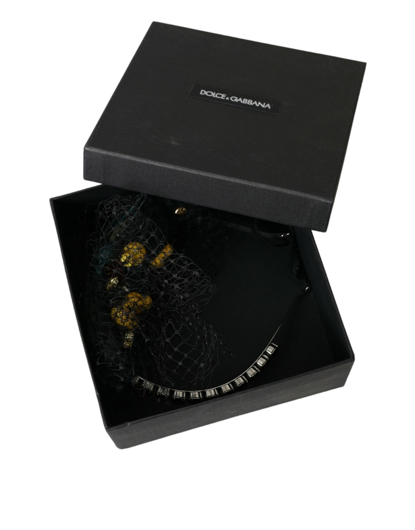 Dolce &amp; Gabbana Black Lemons Sicily Purple Crystal Net Diadem