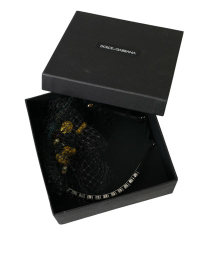 Dolce &amp; Gabbana Black Lemons Sicily Purple Crystal Net Diadem