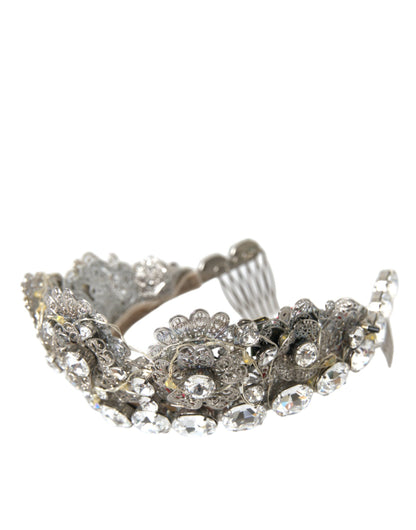Dolce &amp; Gabbana Срібна латунь STRASS Crystal Crown Tiara Світлодіодна діадема