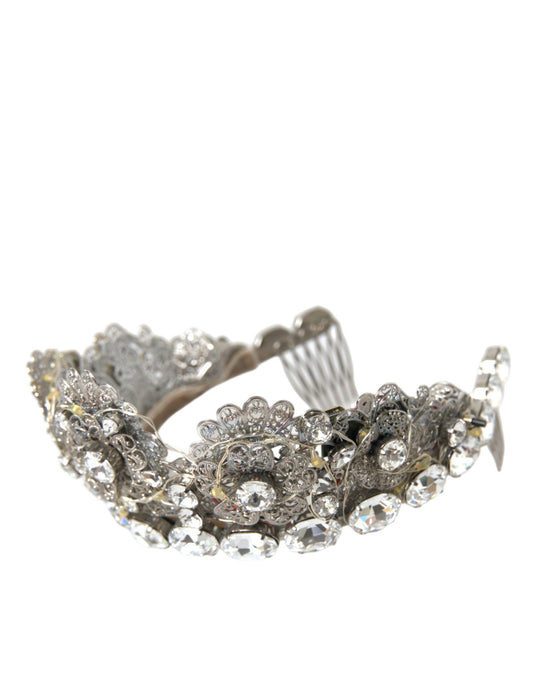 Dolce &amp; Gabbana Срібна латунь STRASS Crystal Crown Tiara Світлодіодна діадема