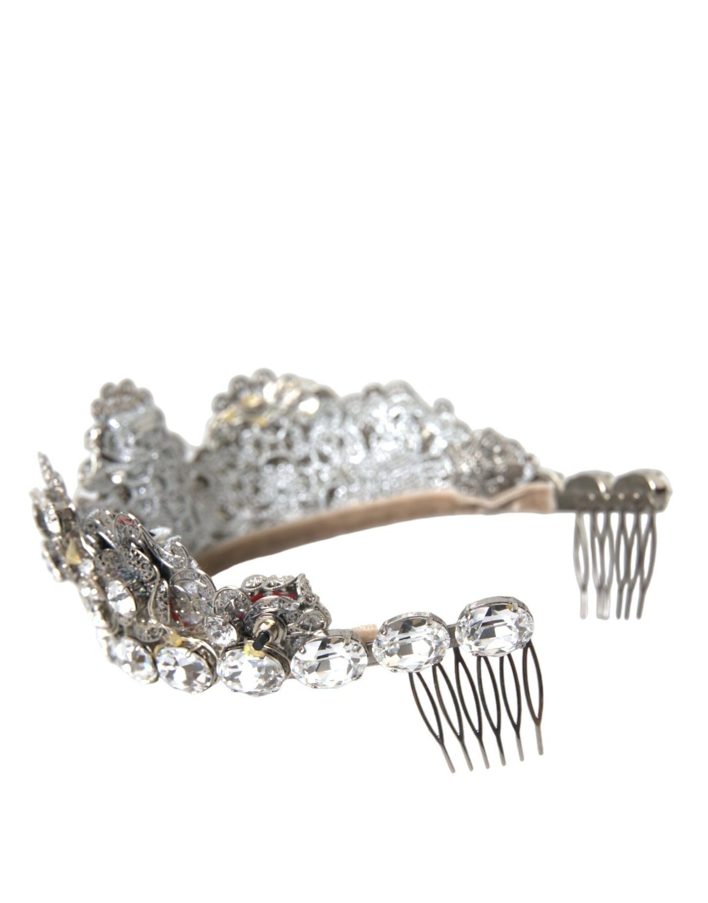 Dolce &amp; Gabbana Срібна латунь STRASS Crystal Crown Tiara Світлодіодна діадема