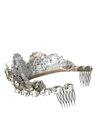 Dolce &amp; Gabbana Срібна латунь STRASS Crystal Crown Tiara Світлодіодна діадема
